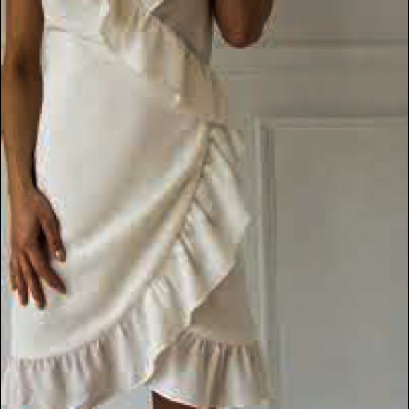 🎉CLEARANCE🎉 White Ruffled Wrap Mini Dress - Picture 5 of 5